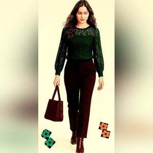 UP !🐞Slim Dark Burgundy Pull-on Pants with 5 Pockets sz: 12